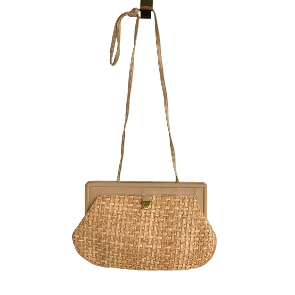 Vintage Etienne Aigner Straw Woven Rattan Shoulder Handbag Purse - Picture 2 of 9